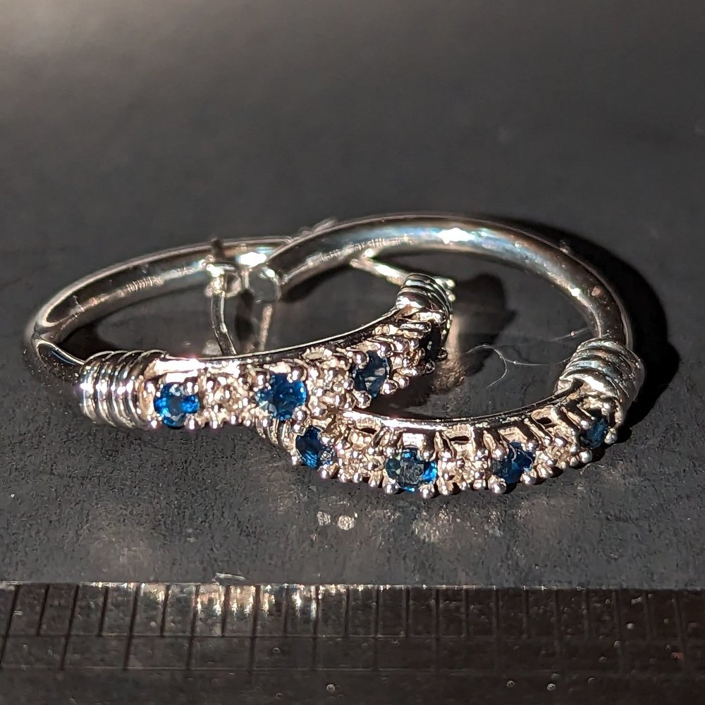 COPY - 14k Genuine W. Gold Sapphire hoops small